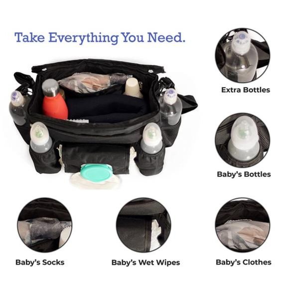 Universal Stroller Organizer, Baby Accessories Large Caddy, with Tissues - Picture 5 of 6